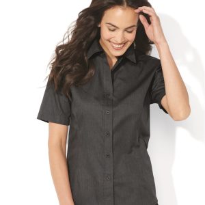 FeatherLite Damen kurze Ärmel fleckenbeständig konisch Twill Hemd