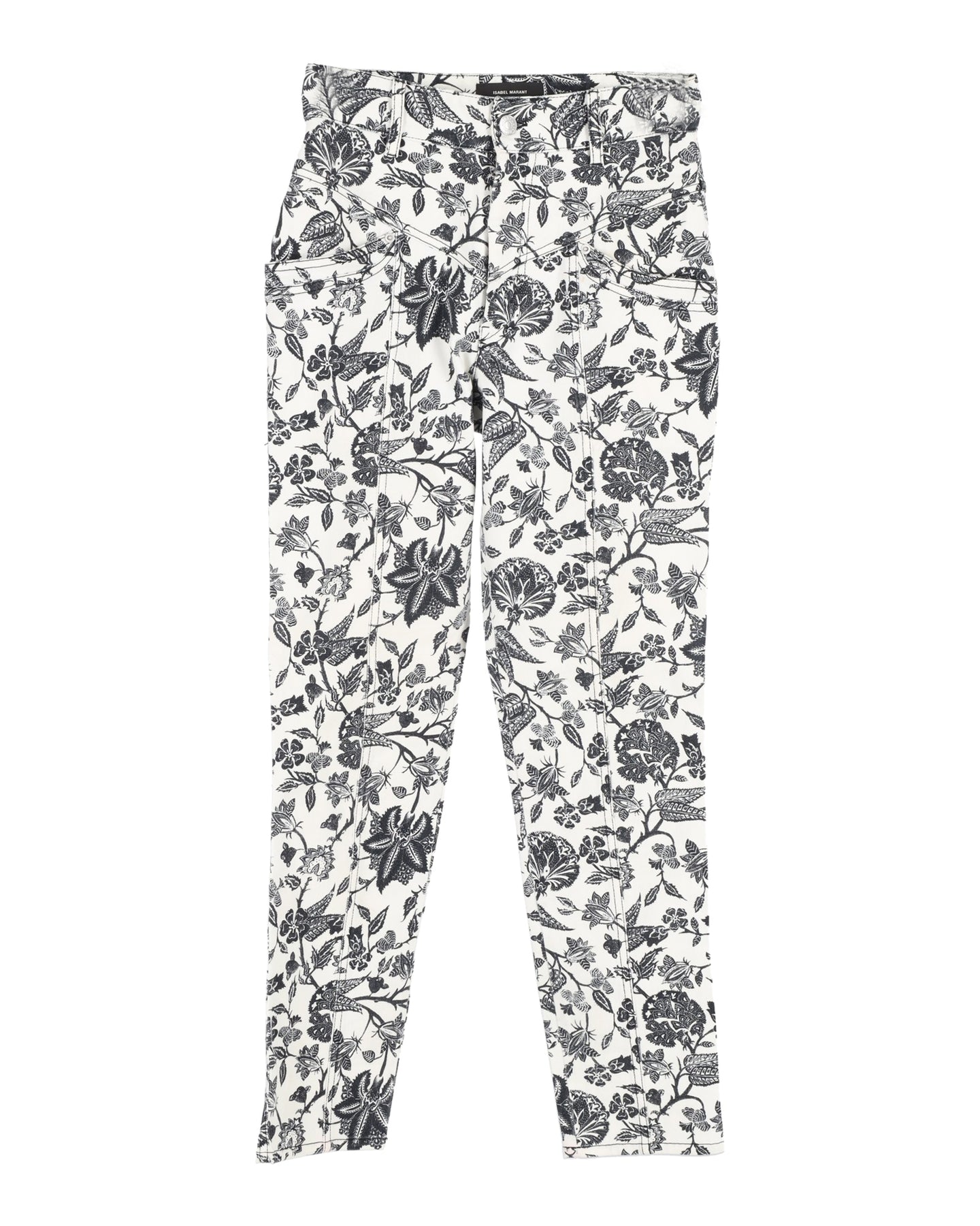 Isabel Marant Lorrick verkürzt Jeans mit Blumenmuster aus weißer Baumwolle