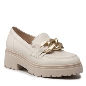 Damen grob Loafer in Creme / Gold Ornament