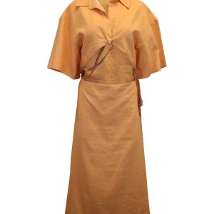 Christopher Esber Perlen Midi Hemd Kleid in orange Viskose