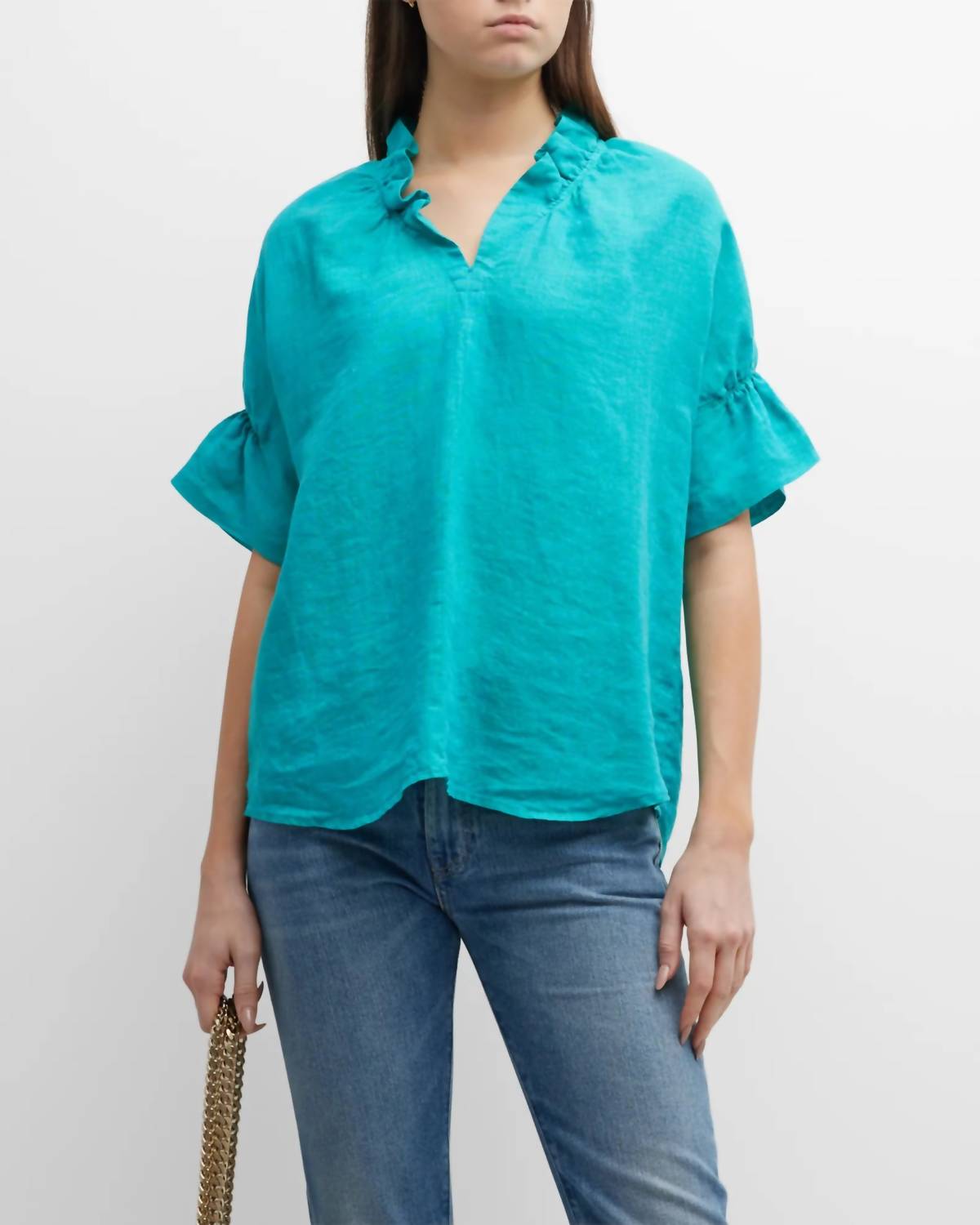 Crosby Top im Jade Leinen