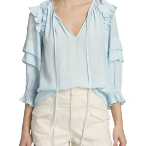 Samira Blouse in Crystal blau