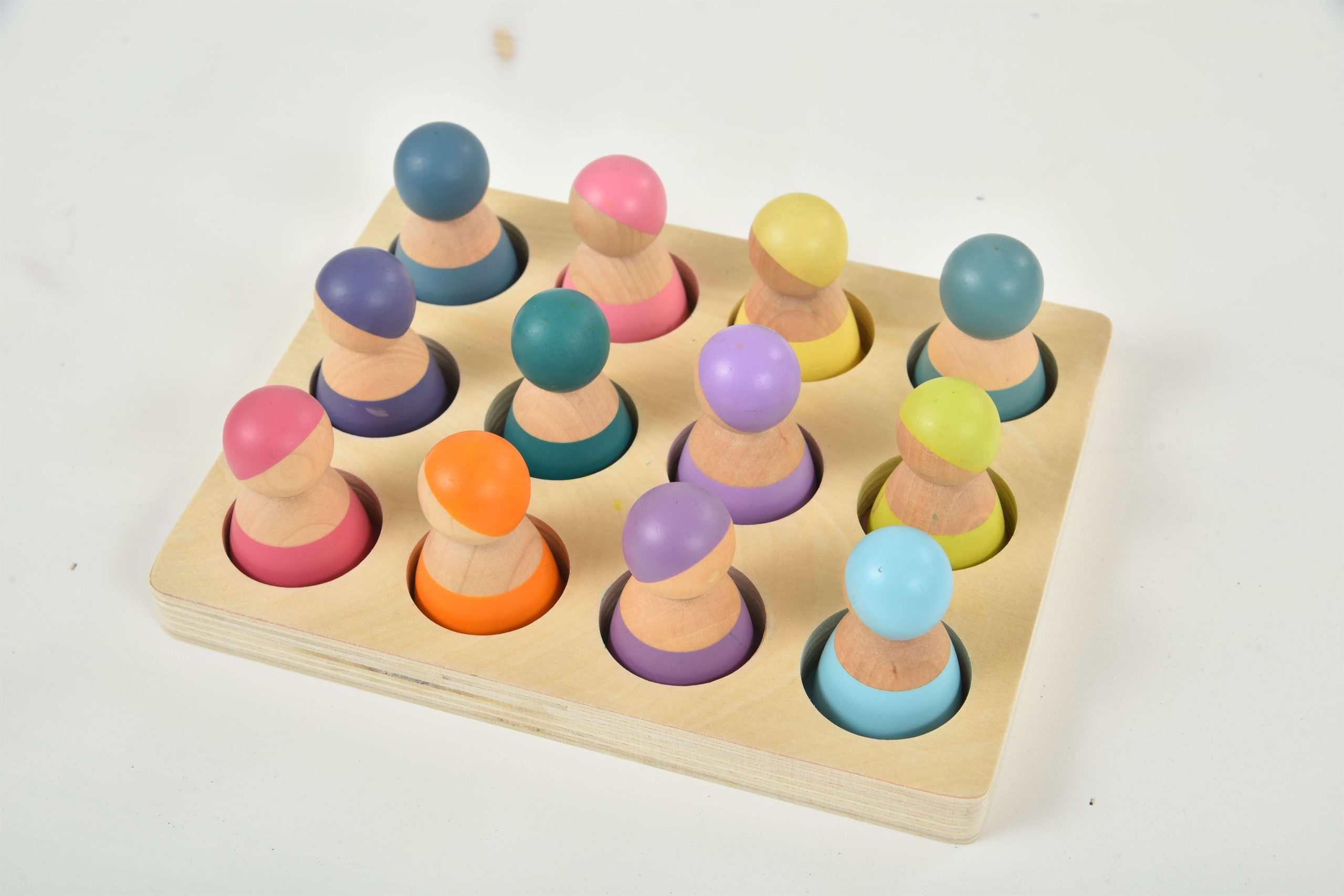 Hölzerne Regenbogen Peg Puppen Figuren 12 Stück Set