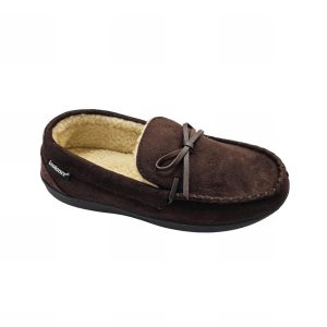 Herren Microsuede Nigel Mokassin Slipper in dunkler Schokolade 7733801680956