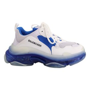 Balenciaga Triple S Sneaker mit klarer Sohle aus weißem, blauem Nylon