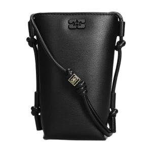Ganni Damen Leder Bou Telefon Crossbody Tasche, schwarz