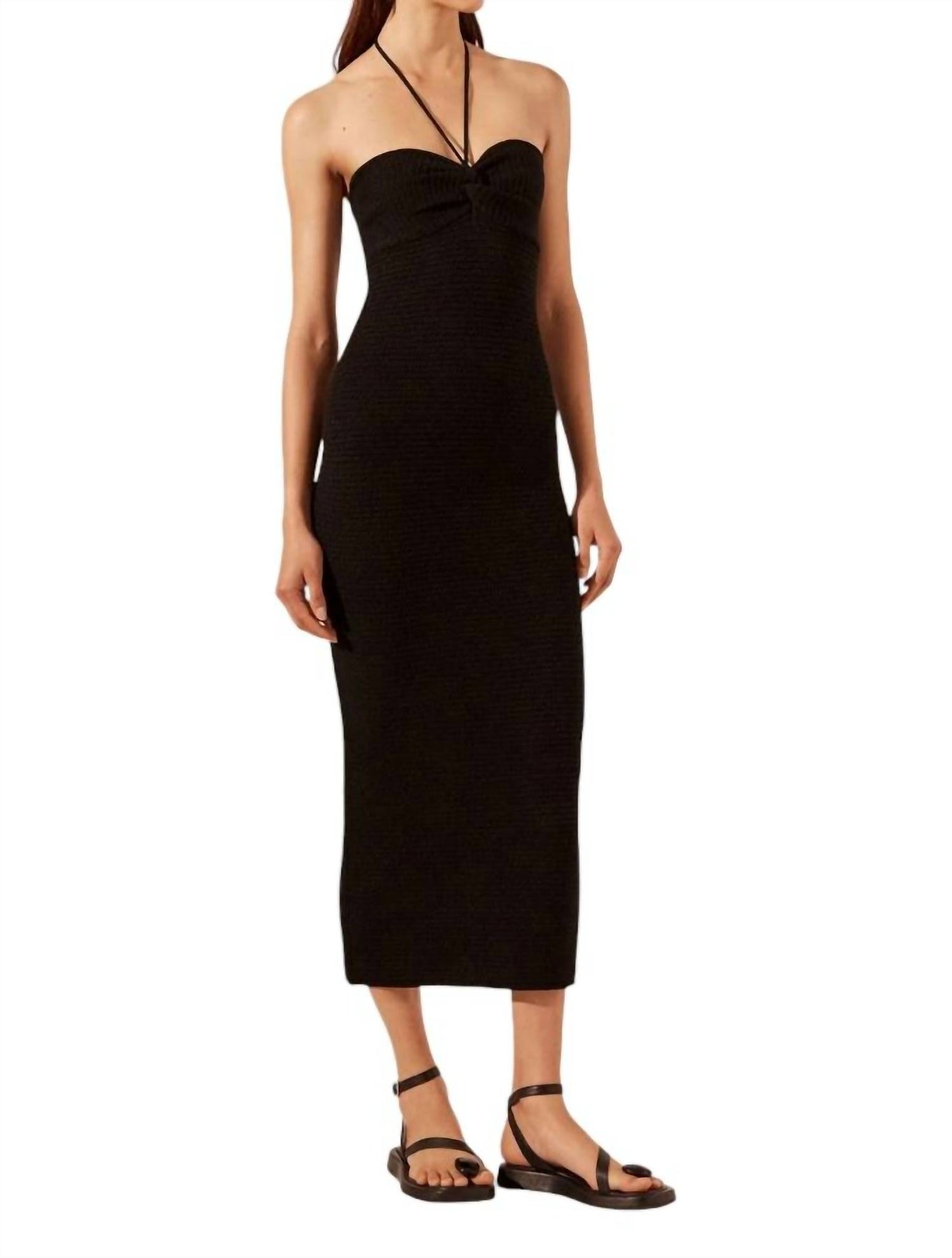 Eve Twist Kleid mit V-Ausschnitt in Schwarz