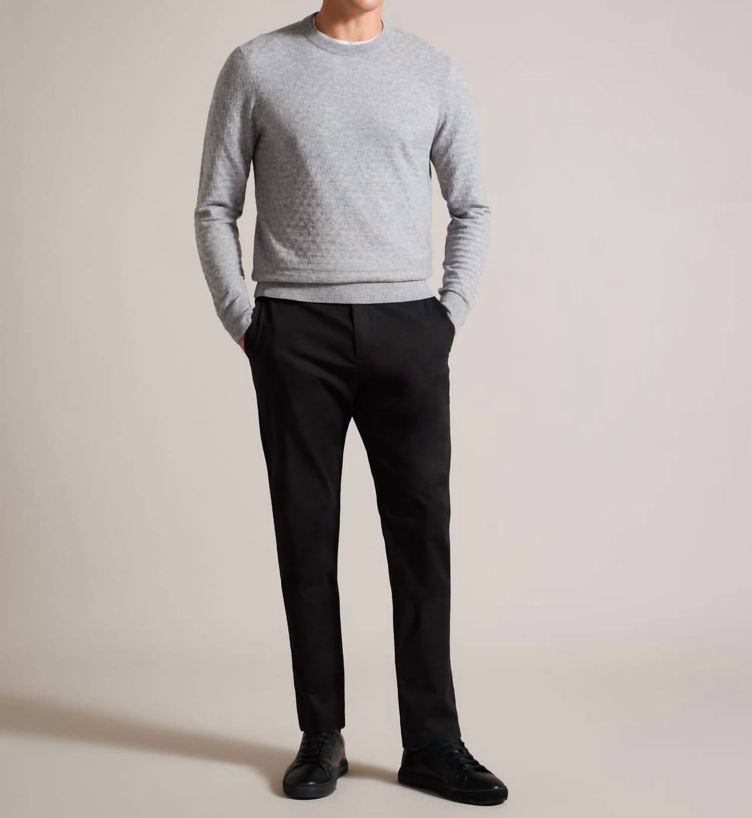 Herren Lentic Raglan Ärmel Pullover Pullover in Grau-Marl