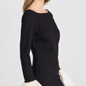 Staud Damen Weißdorne Glocke Ärmel Elfenbein Trimm Mini Mantel Kleid schwarz