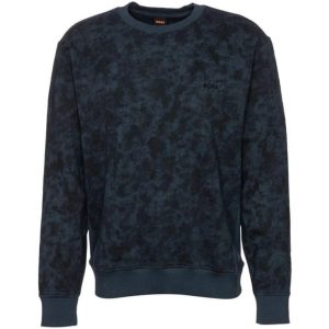 Hugo Boss Men s we_camoover bedrucktes Baumwoll-Sweatshirt, Marine