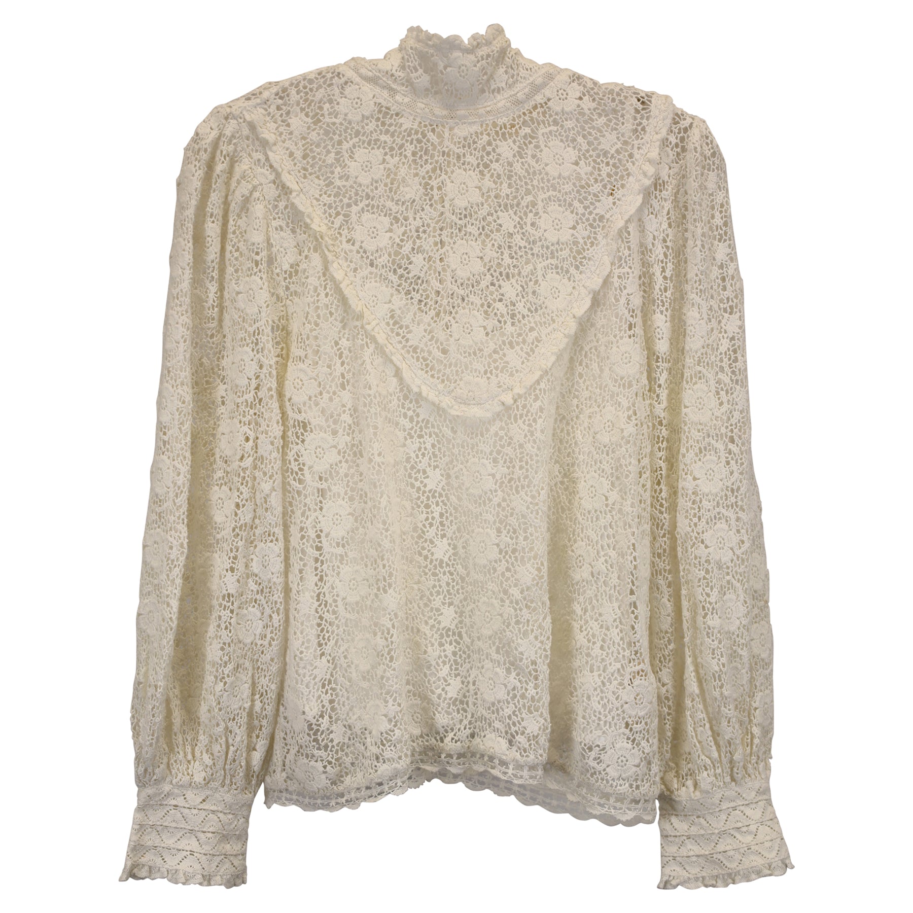 LoveShackFancy Vintage hochgeschlossen Top aus weißer Baumwollspitze