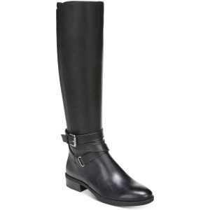 Pansy Leder runde Zehen kniehohe Stiefel