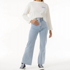 Cut Laps Langarm T-Shirt im Knochen