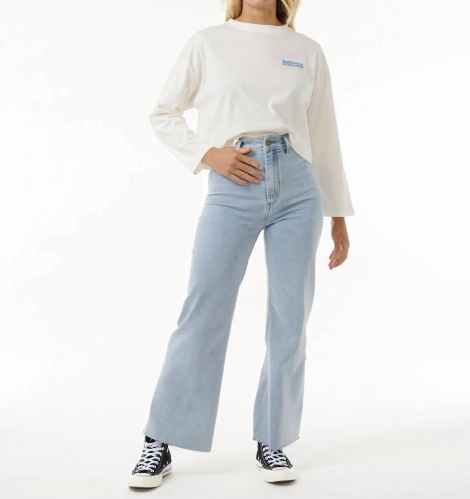 Cut Laps Langarm T-Shirt aus Knochen