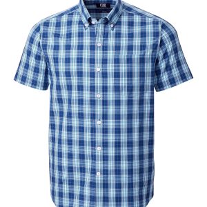 Cutter & Buck Herren groß & groß streben Schatten plaid kurze Ärmel Hemd