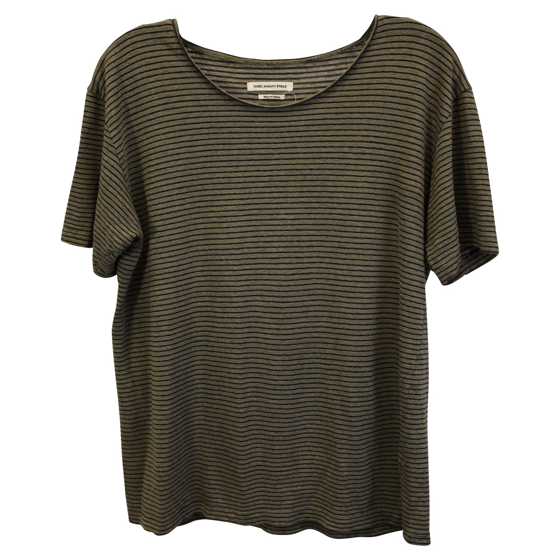 Isabel Marant Gestreiftes T-Shirt aus grüner Baumwolle