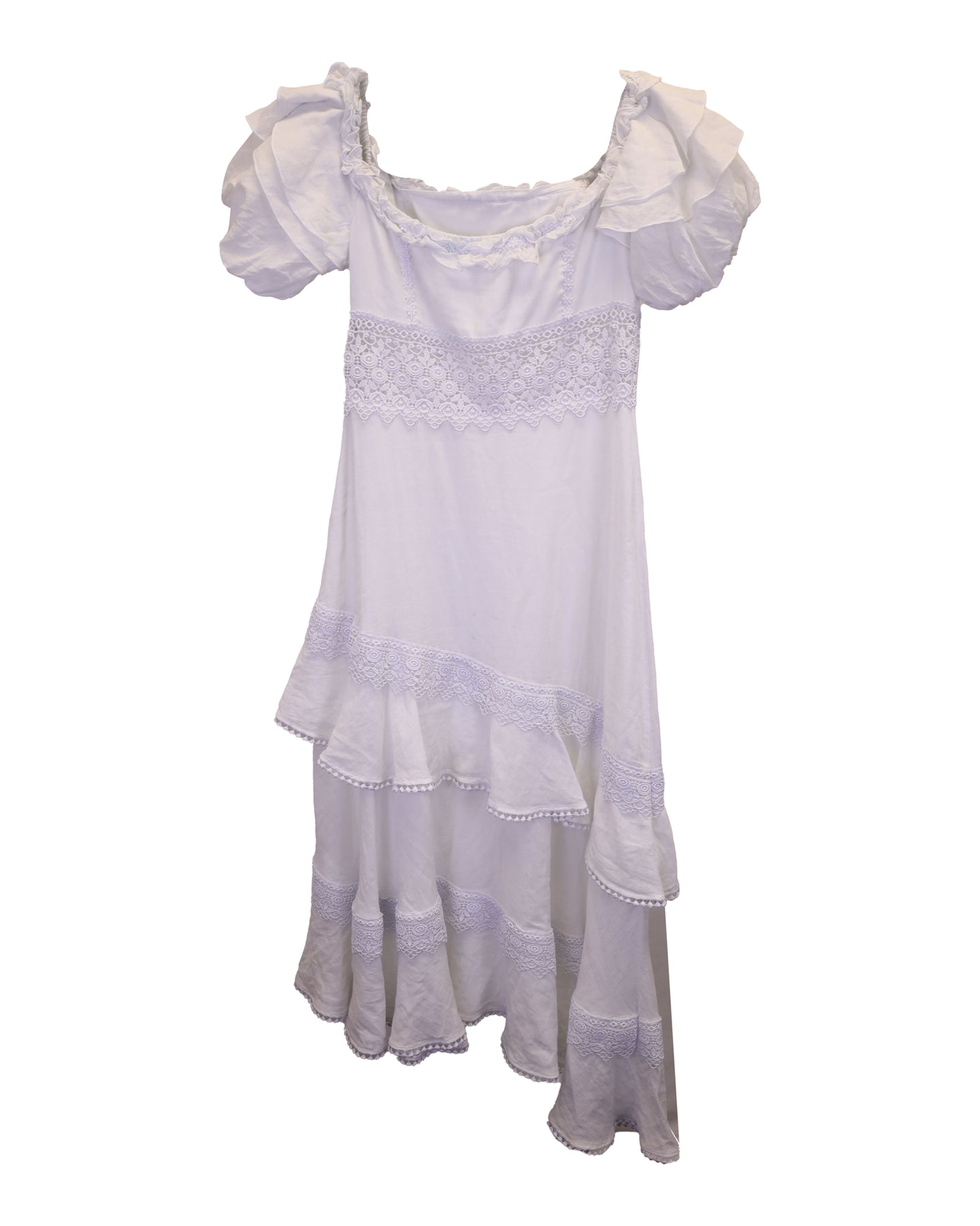 Charo Ruiz Carmen asymmetrisch Off-the-Shoulder Midikleid aus weißer Baumwolle