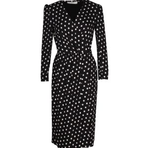 Celine Polka Dot bedrucktes Midikleid in schwarzer Viskose
