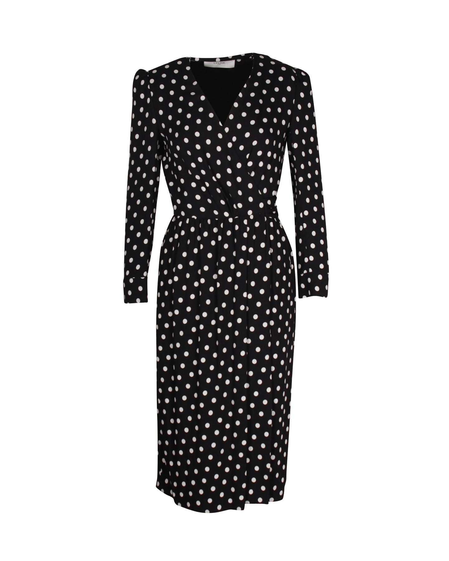 Celine Midikleid mit Muster Polka Dot aus schwarzer Viskose