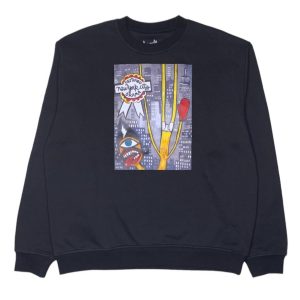 Herren Nyc Drama Rundhalskragen Top in schwarz