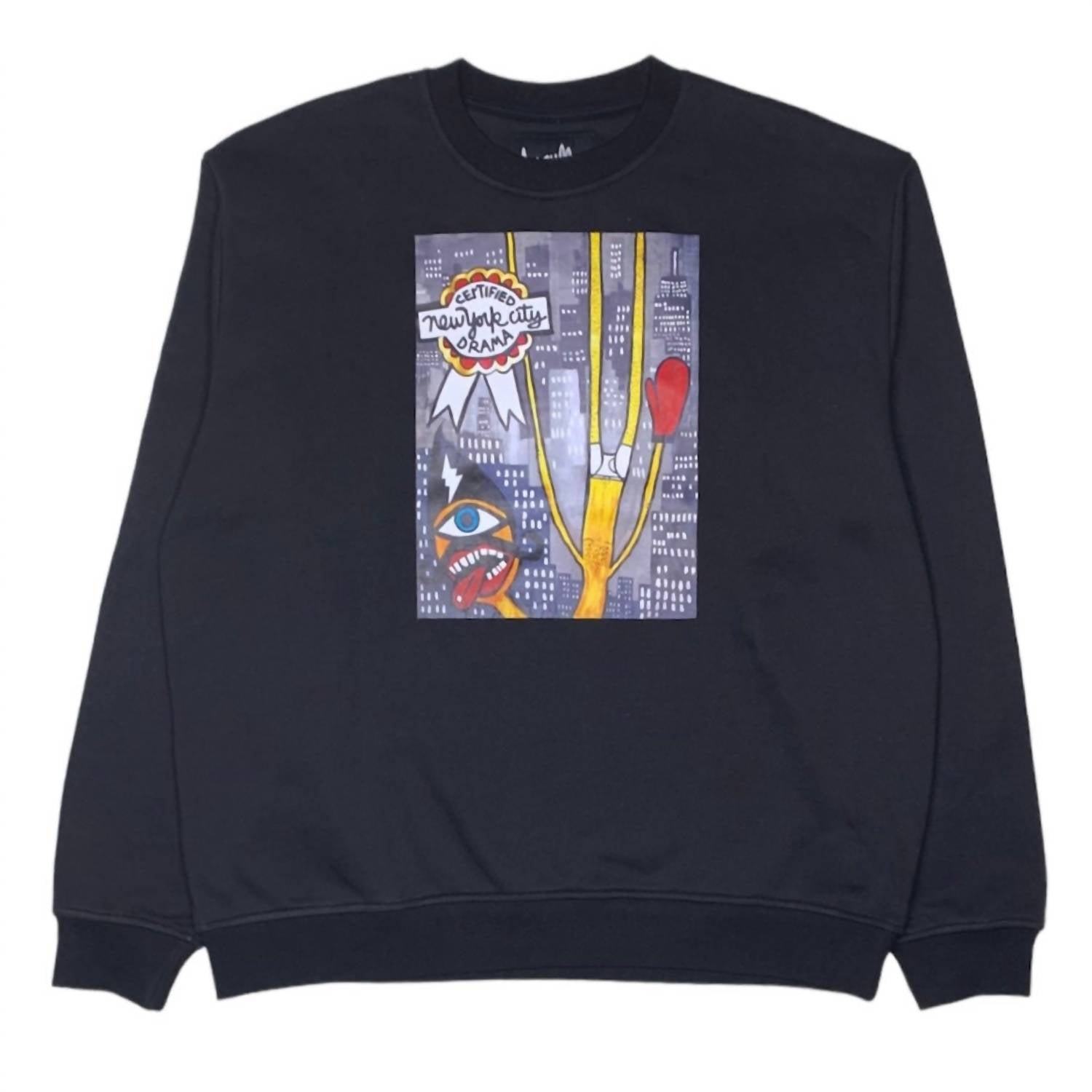 Herren Nyc Drama Rundhalsausschnitt Top in schwarz