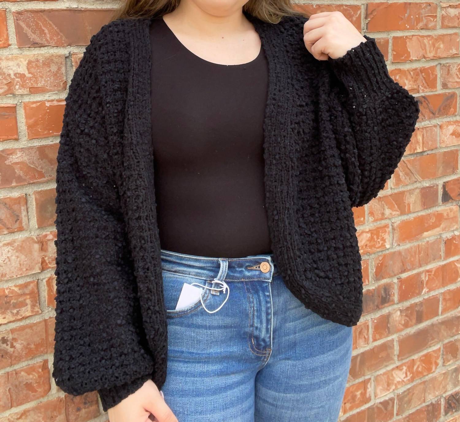 Kurzärmliger Strickjacke in Schwarz