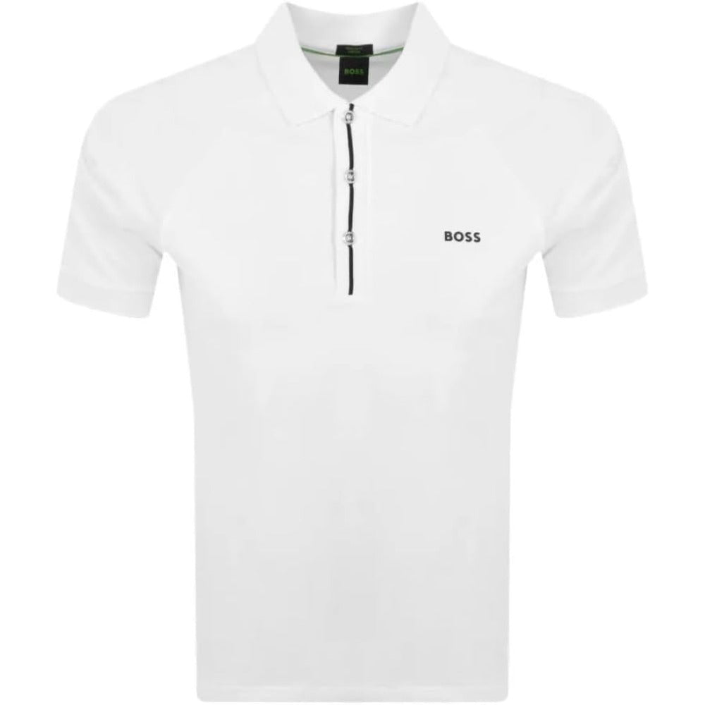 Hugo Boss Herren Paddy 2 Kurzarm Stripe Placket Polo, Weiß
