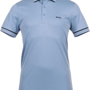 Hugo Boss Men-Paule schmale Passform Polo mit schwarzen Trimmungen, hellblau