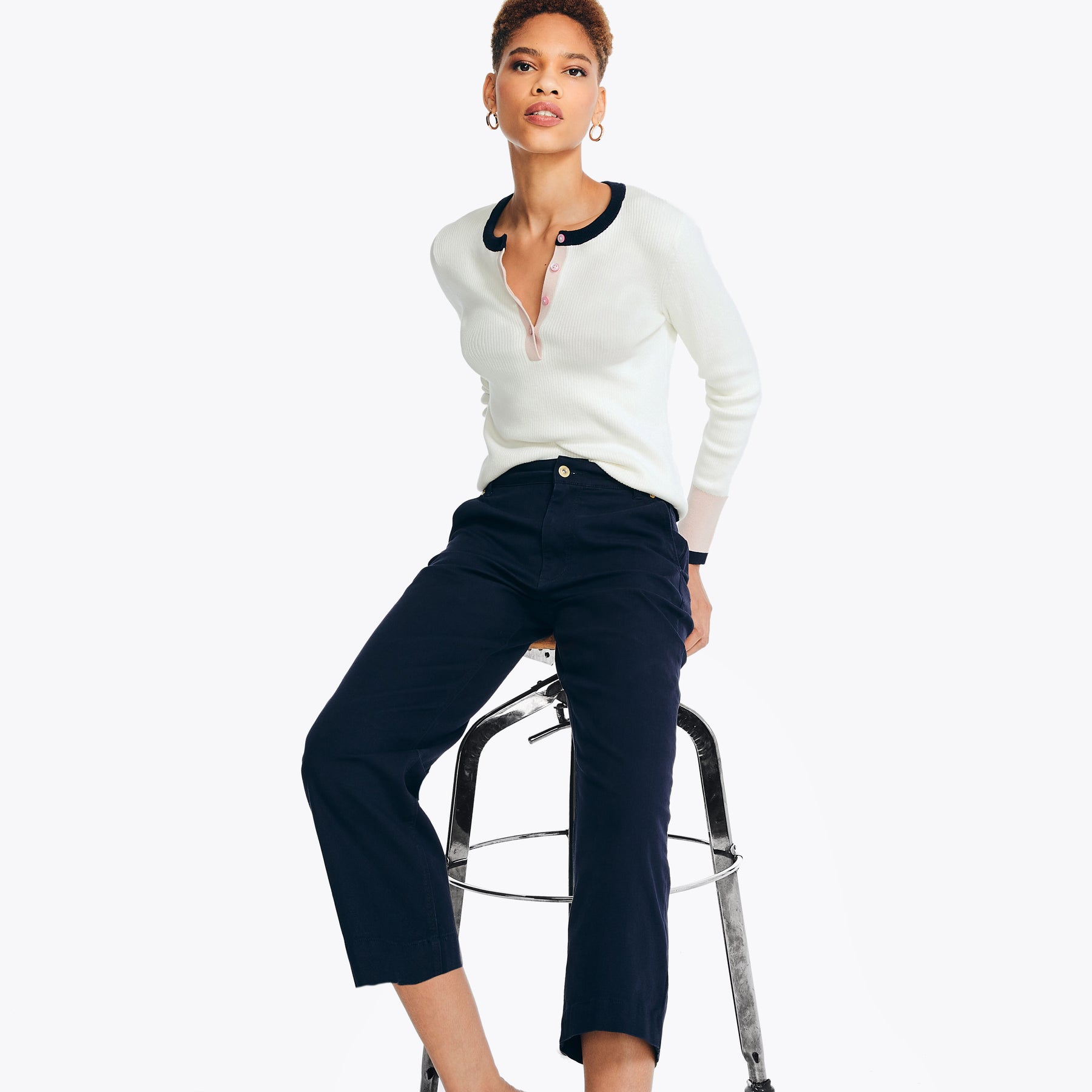 Nautica Damen hoher Bund Hose mit breitem Bein