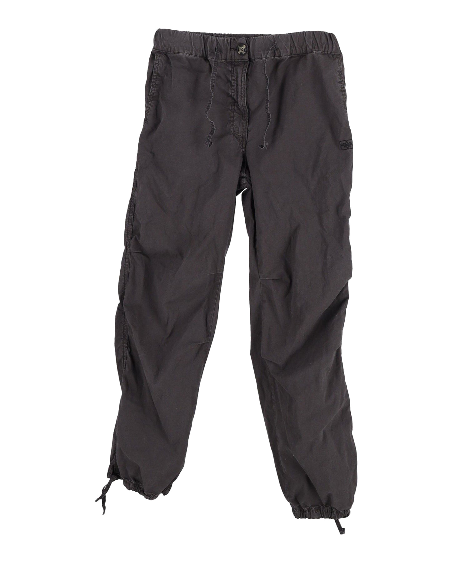 Ganni Poplin Cargohose aus schwarzer Baumwolle