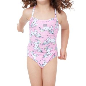 Mädchen runden Hals One Piece Badeanzug In Gtk Rosa Einhorn