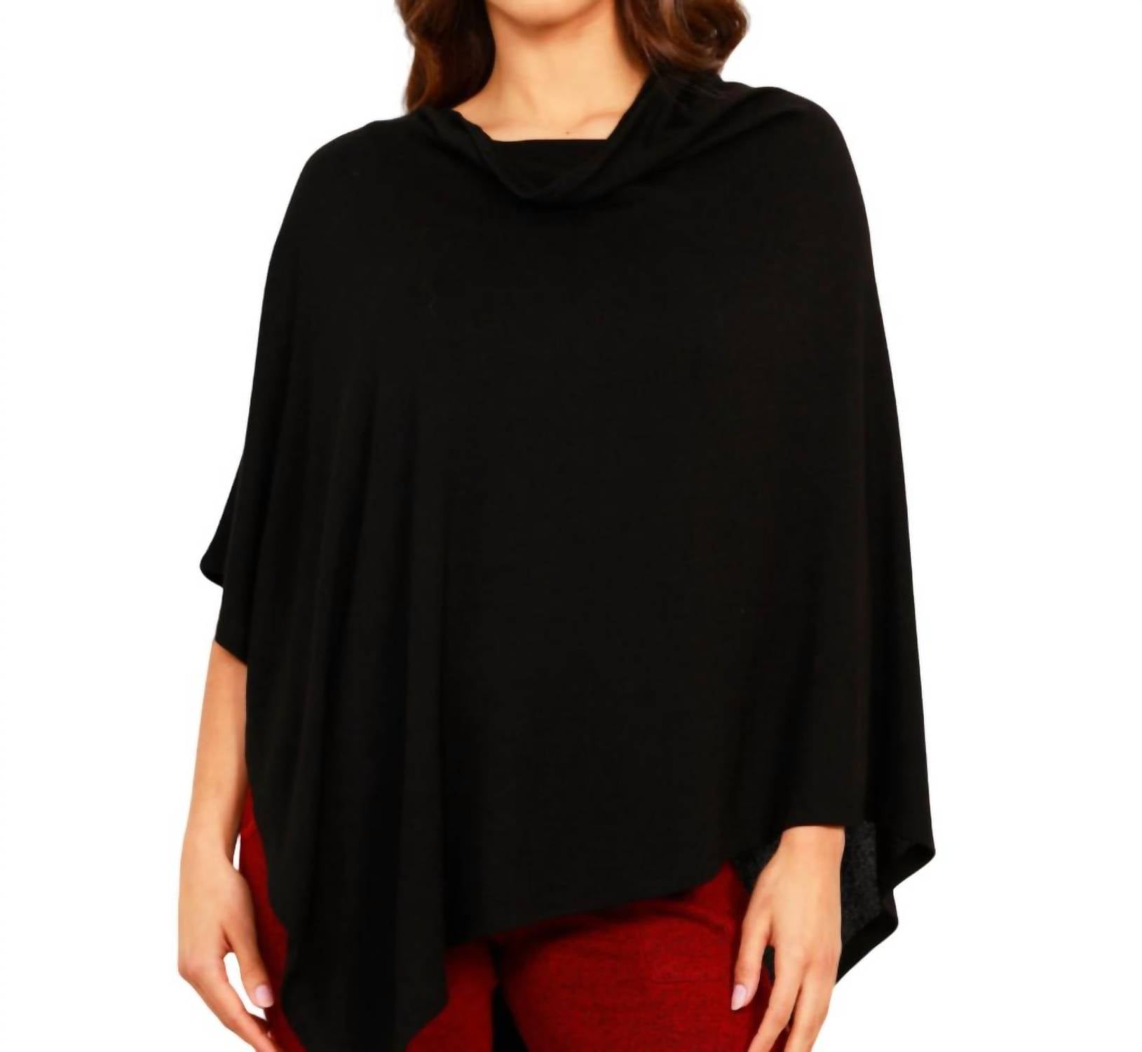 Solider asymmetrischer Poncho in Schwarz