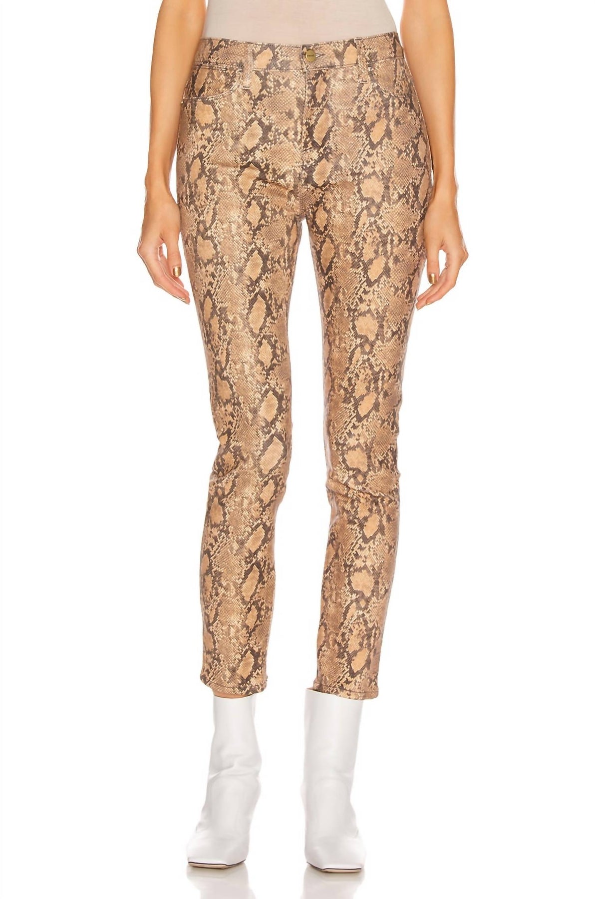 Le High Skinny Crop Hose aus beschichtetem Python