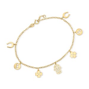 RS Pure Von Ross-Simons Italienische 14kt Gelbgold Glück Charm Armband