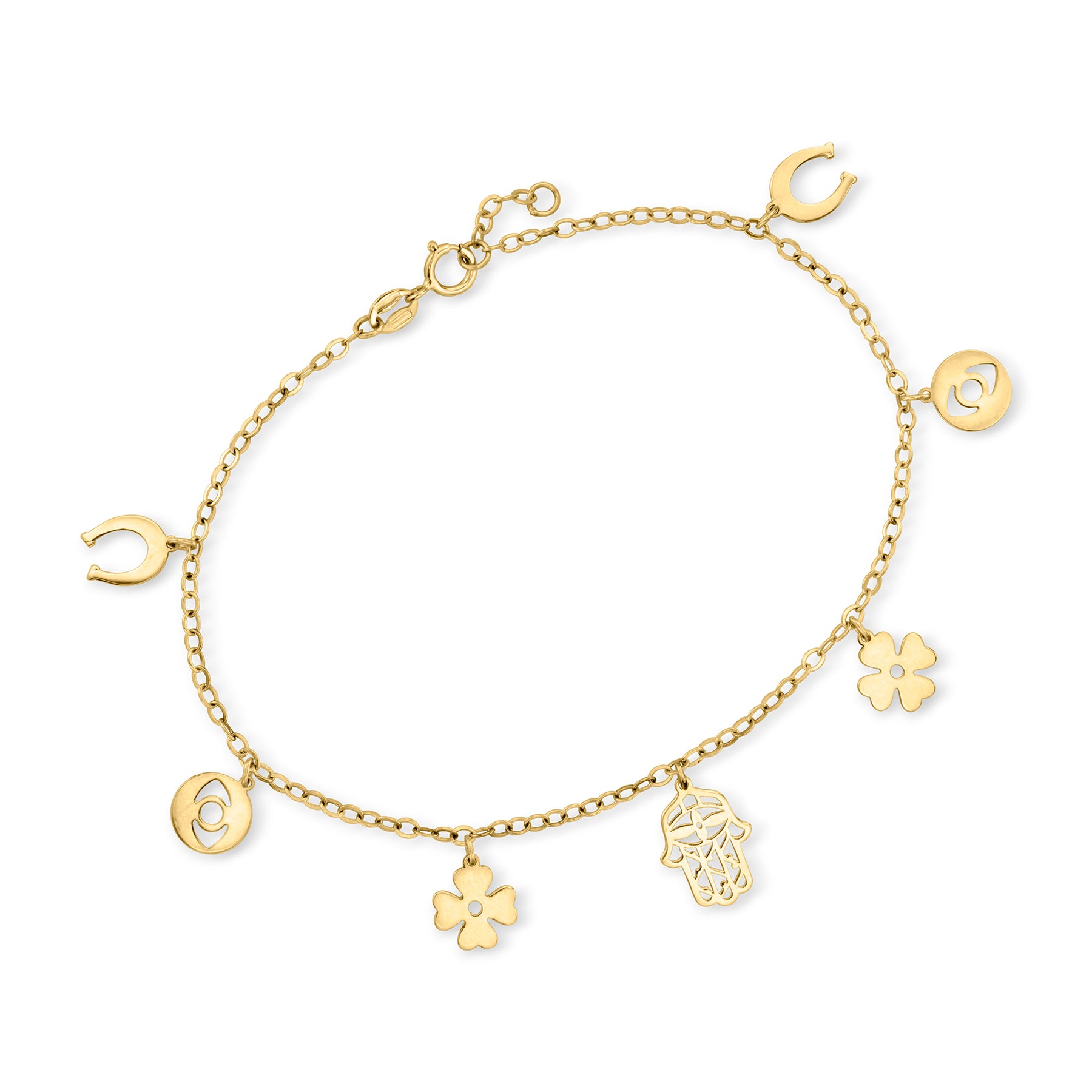 RS Pure Von Ross-Simons Italienische 14kt Gelbgold Glück Charm Armband