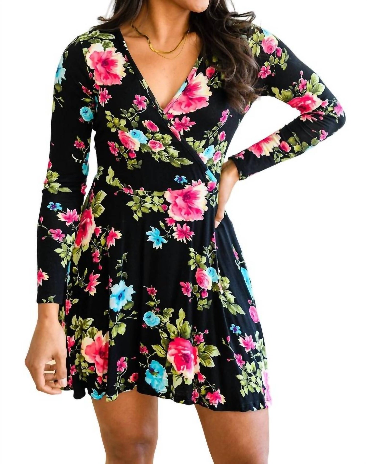 Blumenmarkt Skort Kleid in Schwarz