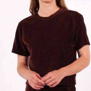 stricken Velour Cord Boxy Top in Rinde