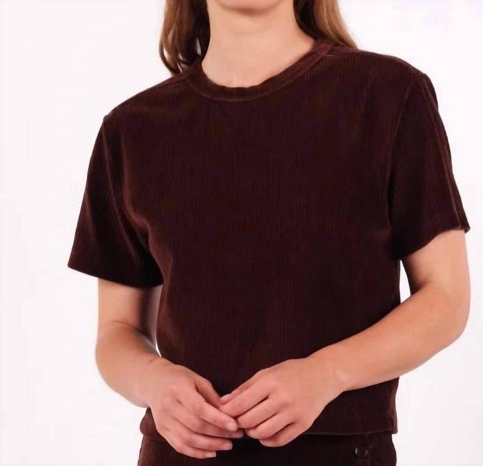 Stricken Velour Cord Boxy Top in Rinde