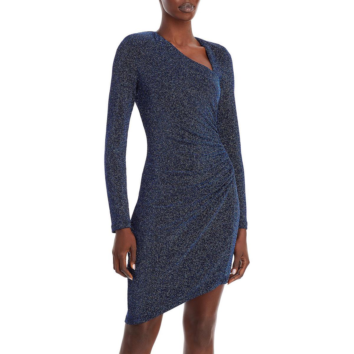 Asymmetrisches Cocktail- und Partykleid in Metallic-Optik