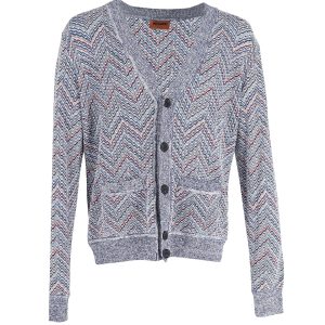 Missoni Button-Front Zigzag Print Strickjacke aus mehrfarbiger Baumwolle