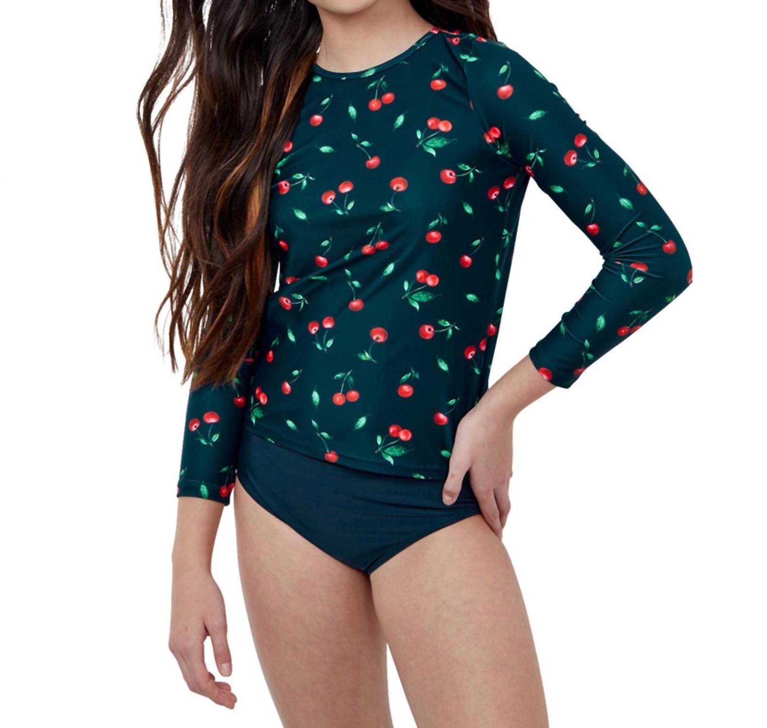 Kinder Rash Guard Top mit passenden Bikini unten in Gtk Kirschen