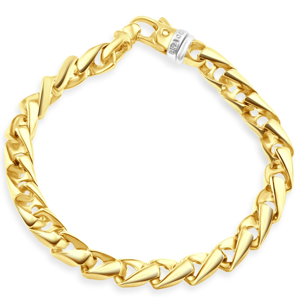 Herren Twist Designed 14k Gold (55g) oder Platin (89g) 7mm Link Armband 8.5