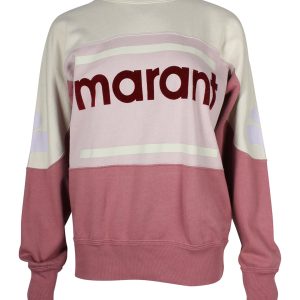 Isabel Marant Etoile Gallian Colorblock Logo Pullover Sweatshirt in rosa Baumwolle
