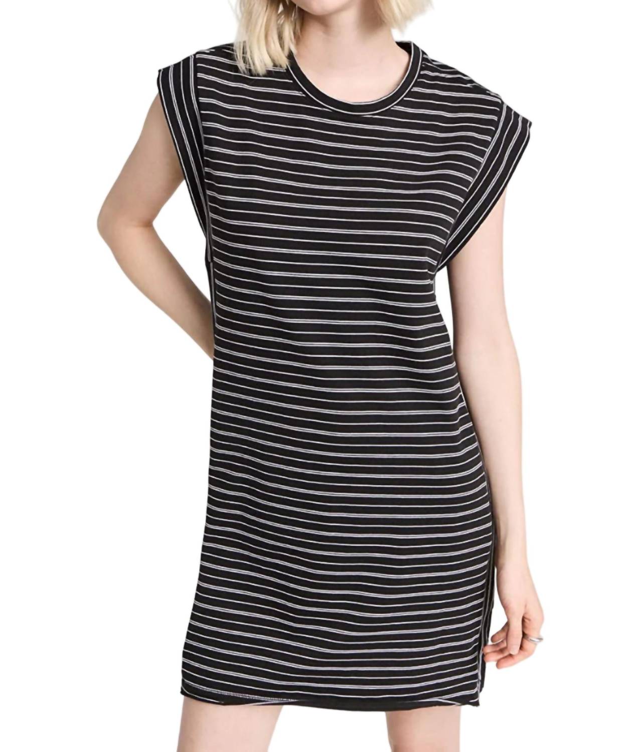 Schweres Jersey-Muskelkleid in Schwarz, Weiß