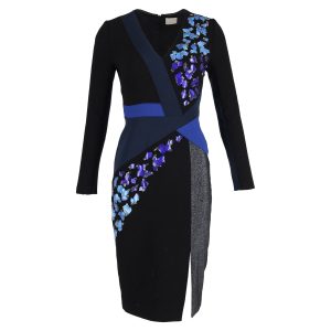 Peter Pilotto Aro Midikleid aus schwarzer Schurwolle