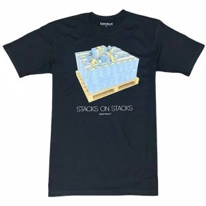 Herren Stapel auf Stack T-Shirt in schwarz