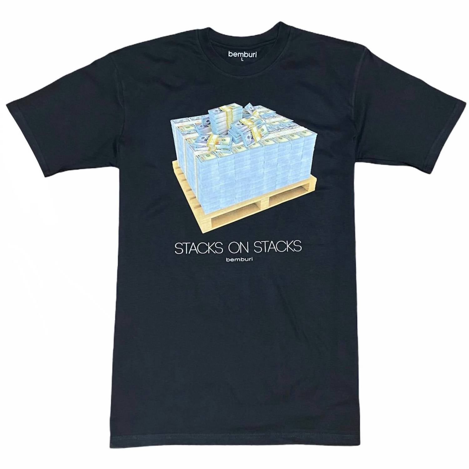 Herren-Stacks auf Stack T-Shirt in schwarz