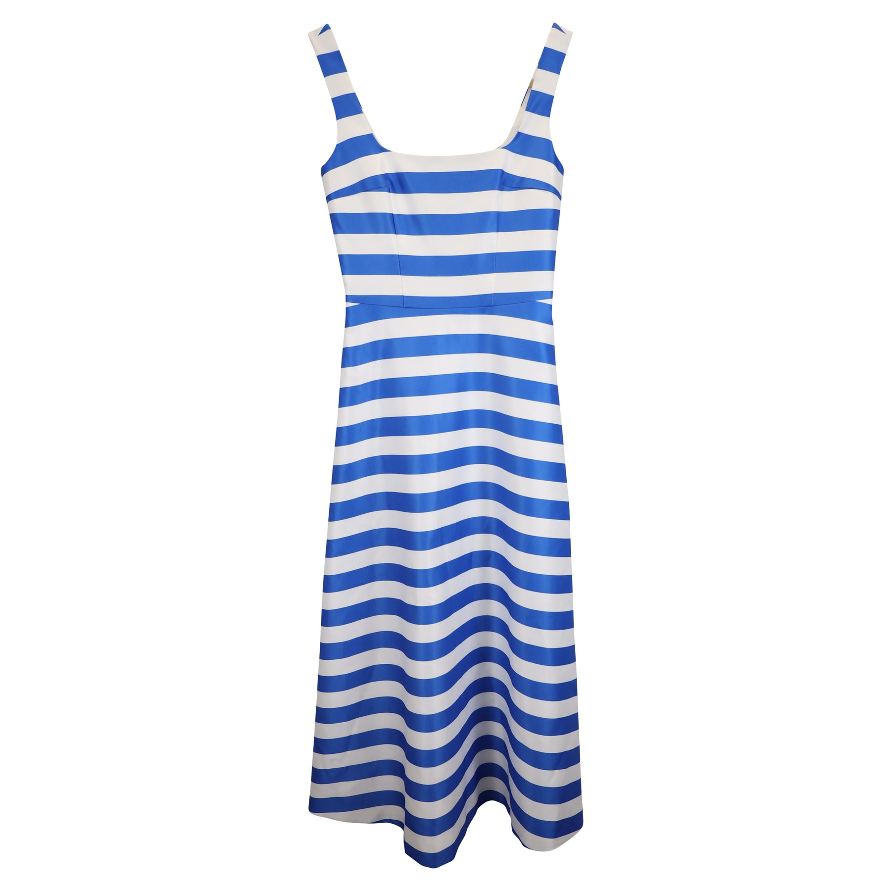 Emilia Wickstead Midi-Shiloh-Streifenkleid aus blauem Polyester