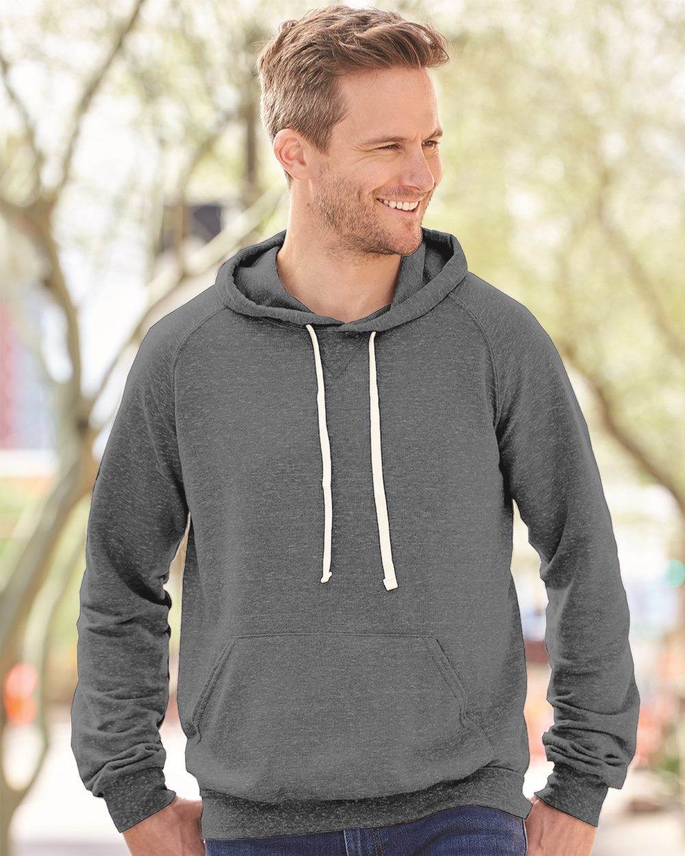 JERZEES Herren Snow Heather French Terry Raglan Hoodie 90M