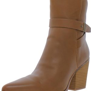 Mokka-Damen-Stiefel mit halbhoher Wade und Reißverschluss mit mandelförmiger Zehenpartie